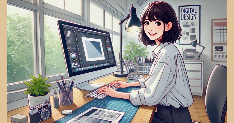 イメージ画像：デジタルデザインに挑戦している若い女性