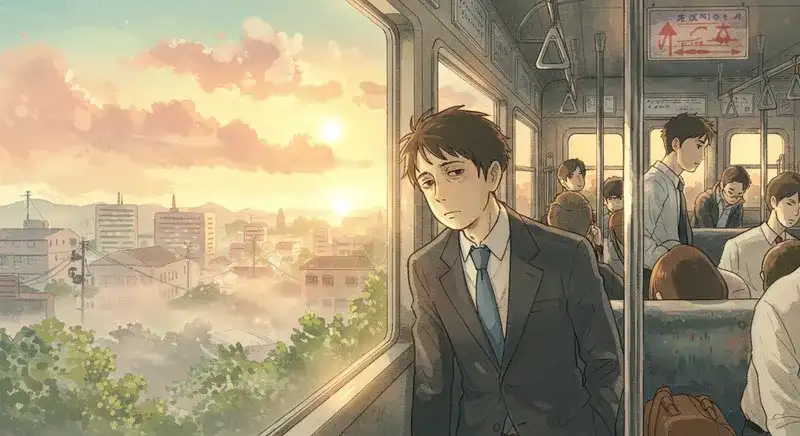 満員電車で疲れるサラリーマン
