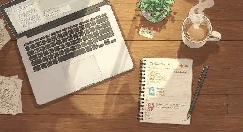 作業机の上に並ぶ作業道具