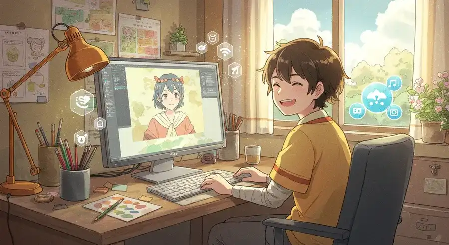 微笑む若い日本のクリエイター