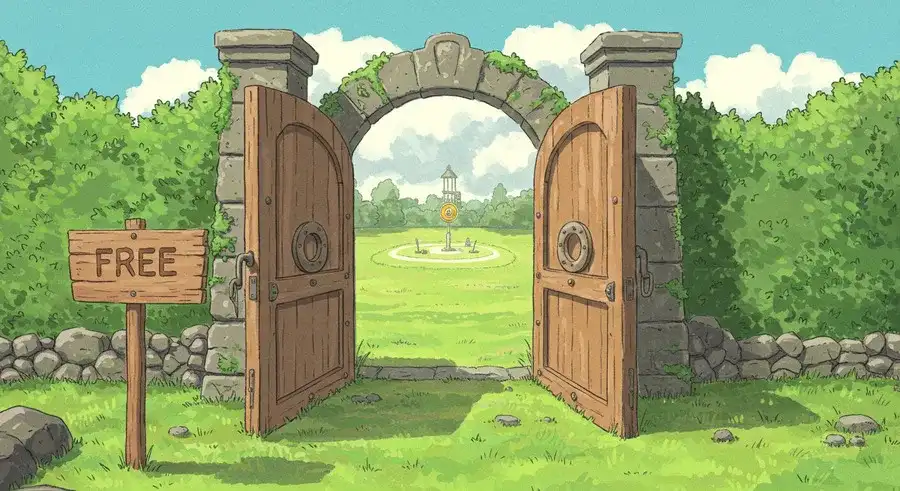 無料で使えるWhiskの料金体系を示す開かれた門