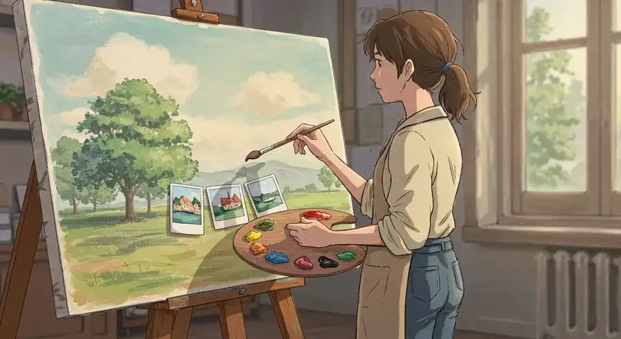 3枚の画像をパレットで混ぜるWhiskの基本操作。