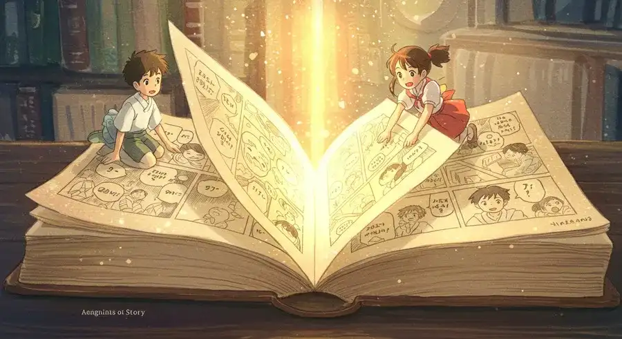 AI漫画自動生成サイトの全工程を解説する本のイラスト-