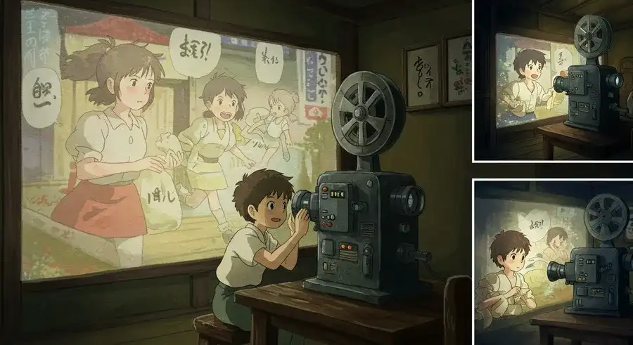 AI漫画作品をアプリで動画化するイメージイラスト-