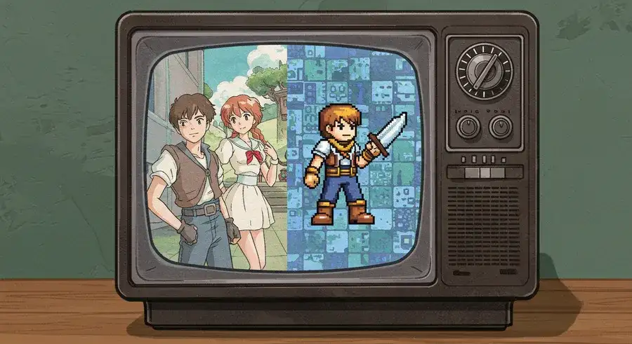 ブラウン管テレビに映るアニメ-resized