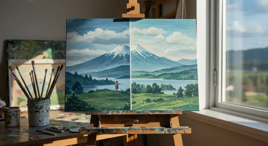 写実画と油絵が半々の絵画-resized