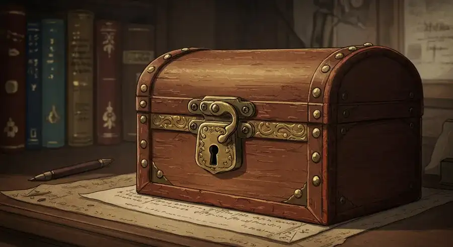 頑丈な錠前がかかった大切な箱-