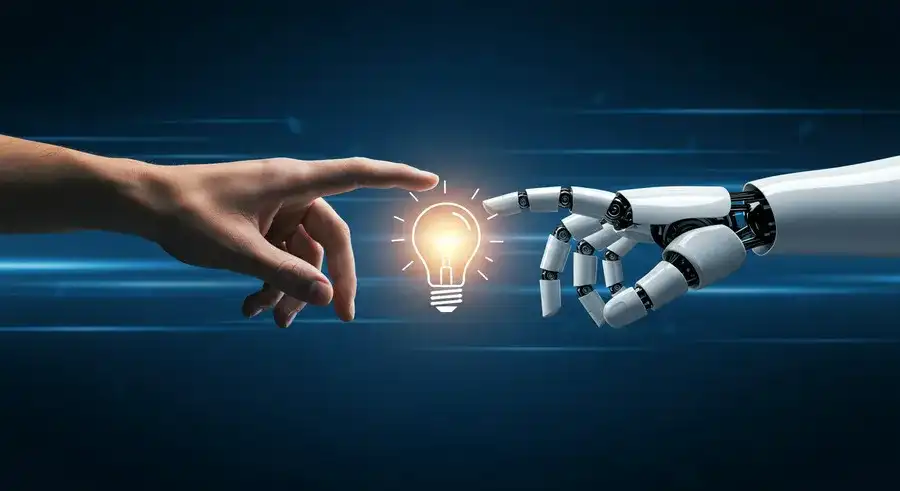 AIと協力してロゴのアイデアを生成するイメージ-